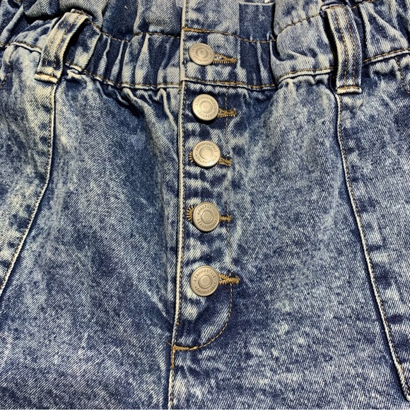 AERO Blue Paper Bag Button Fly Rolled Up Hem Jean Short Size Medium - Picture 4 of 12